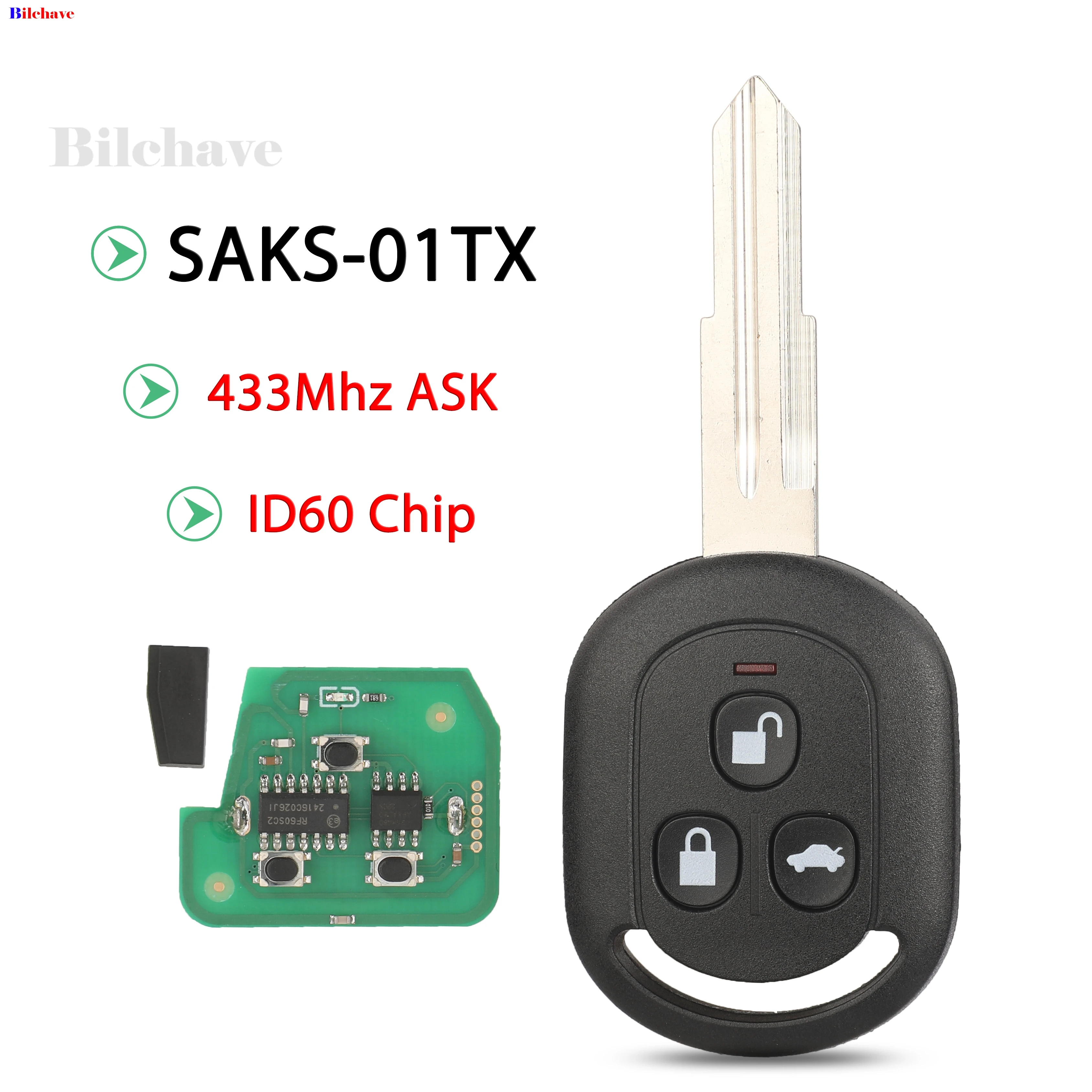 Jingyuqin SAKS-01TX 433 МГц ASK ID60 чип дистанционный вход без ключа автомобильный ключ для