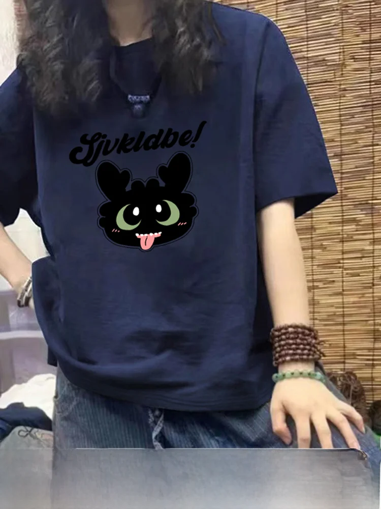 Женская одежда размера плюс темно-синяя Тяжелая футболка из чистого хлопка с