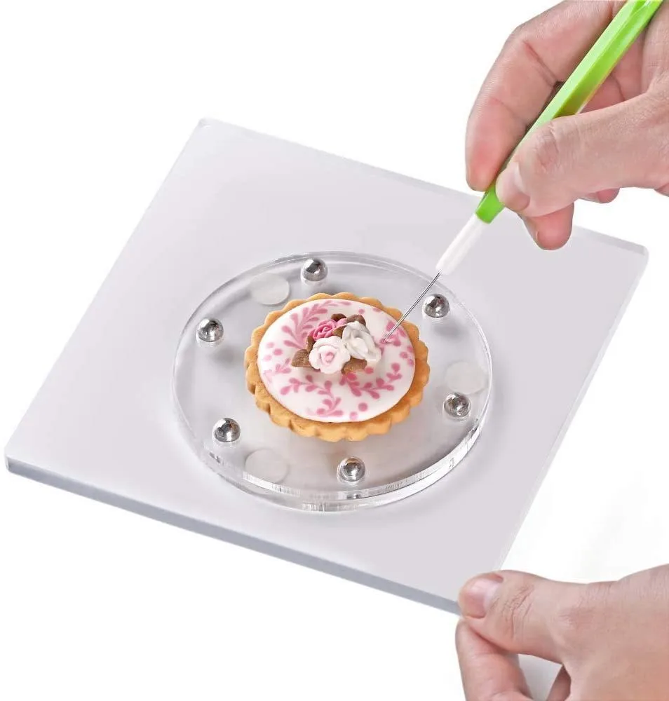 

Acrylic Cake Turntable Rotating Anti-Skid Square Cake Stand Cake Decorating Tool Rotary Table Kitchen DIY Pan Baking Tools