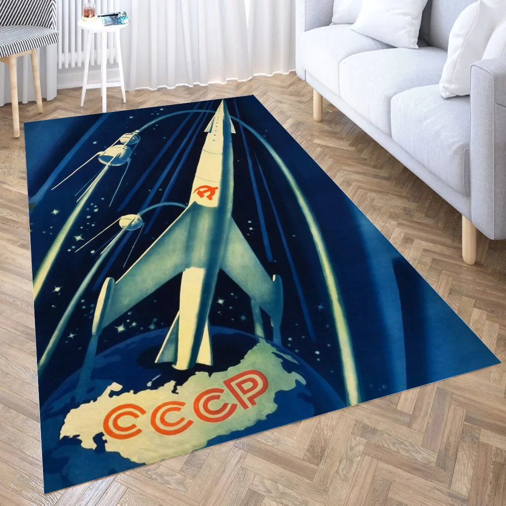 Soviet Space poster Carpet in The Living Room Bath Mat Decora Door In Bedroom Mats Rugs |