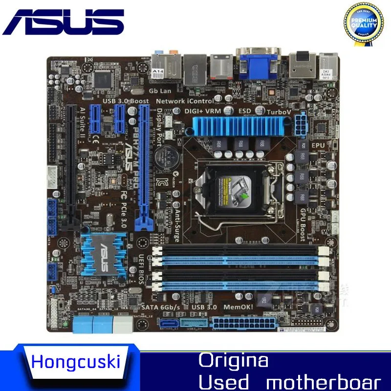 Для ASUS P8H77-M PRO Оригинальная настольная материнская плата H77 Socket LGA 1155 i3 i5 i7 DDR3 32G SATA3 USB3.0 uATX on.
