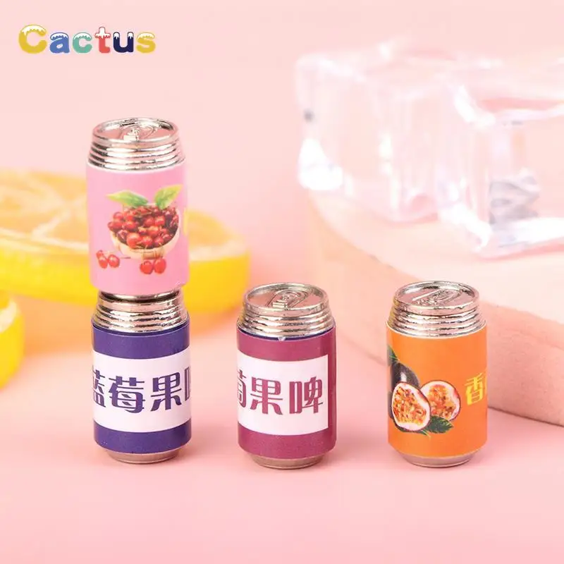 

4Pcs 1:12 Dollhouse Miniature Drink Can Fruit Juice Bottle Kitchen Home Living Scene Decor Toy