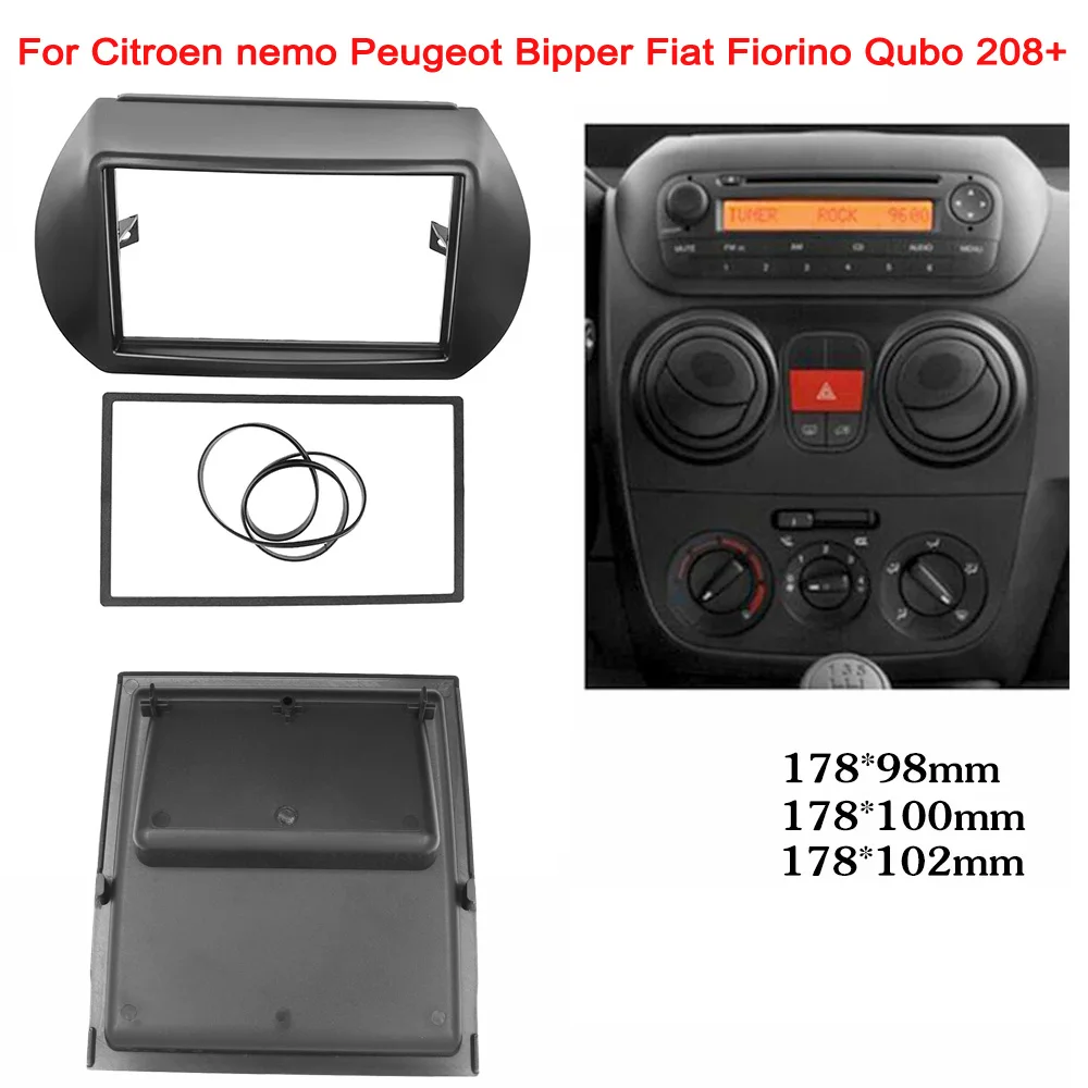 

2 Din Radio Fascia Frame for Citroen Nemo Peugeot Bipper Fiat Fiorino Qubo 2008+ car panel Dash Kit Trim Frame Adapter