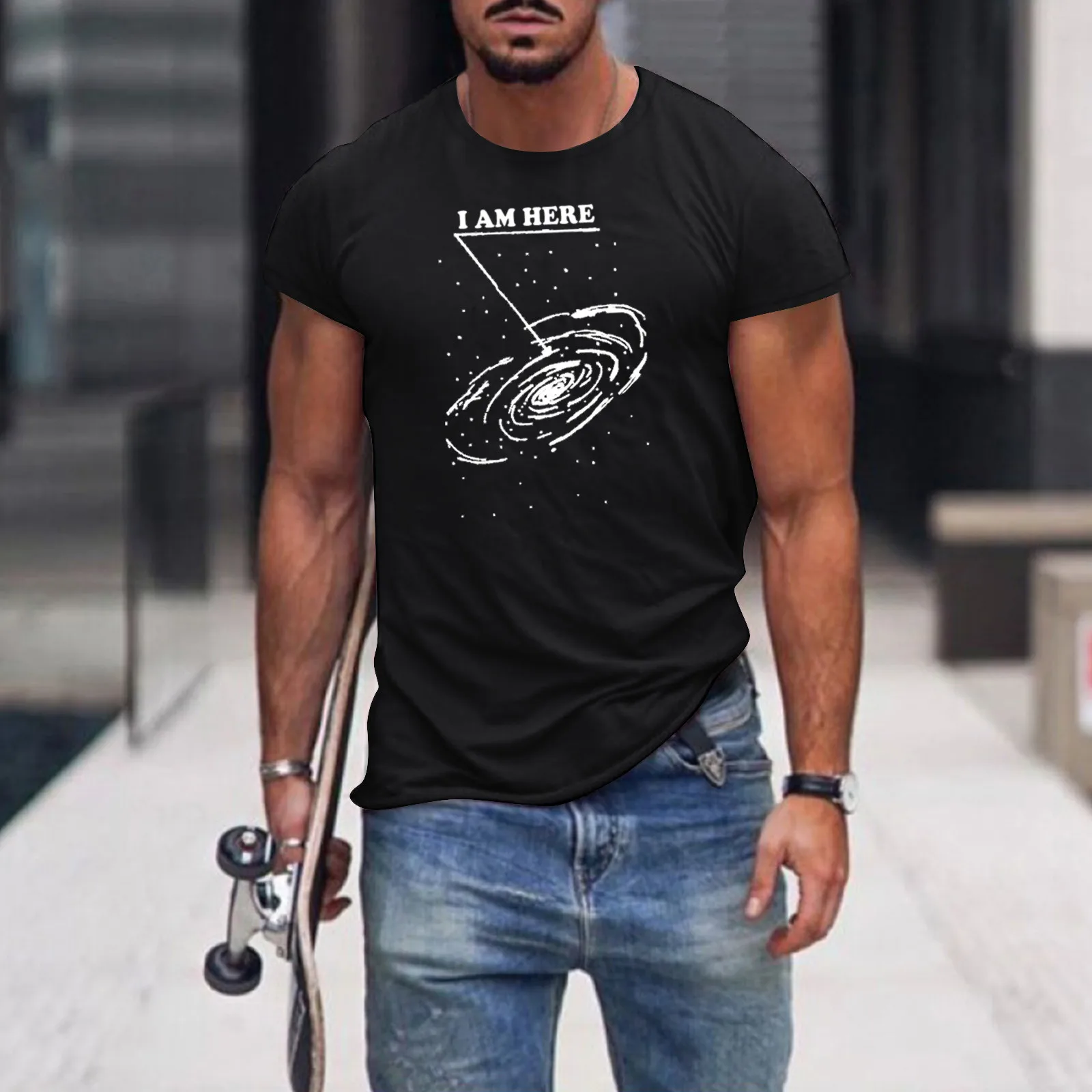 

Футболка мужская хлопковая с коротким рукавом, модная повседневная рубашка, топ темно-синего цвета с длинным рукавом, на лето