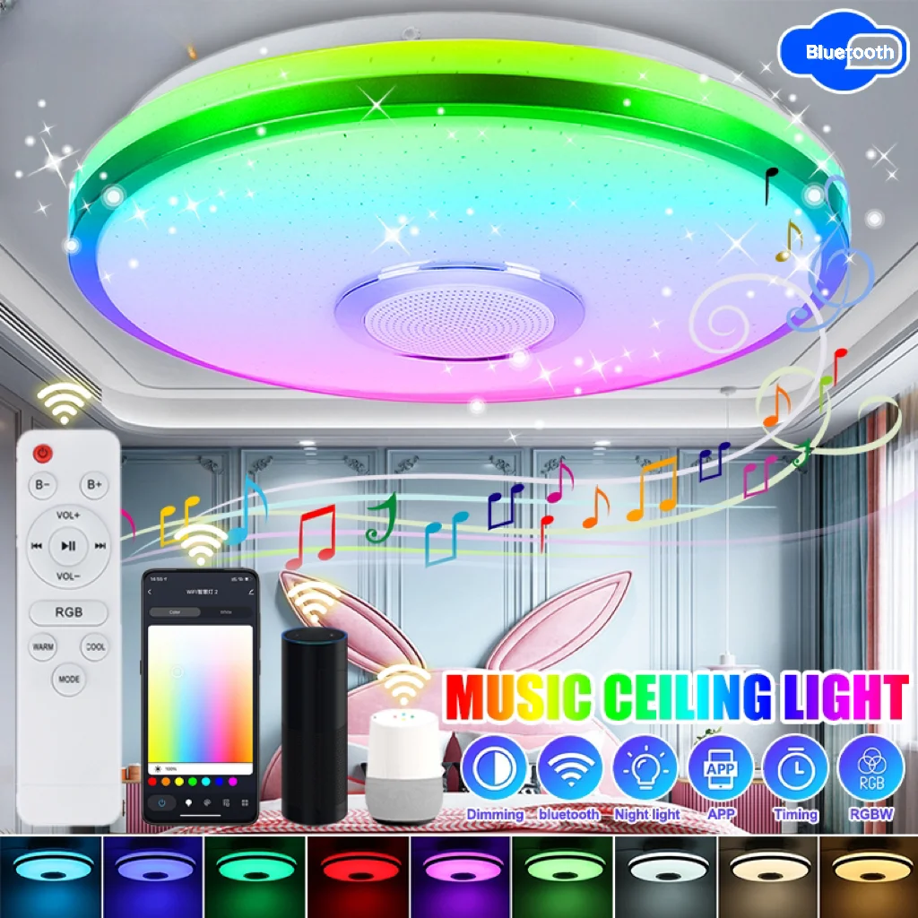 

BERESON 200 Вт светодиодный потолочный умный светильник, современный RGB цветной и регулируемый Домашний Светильник, APP, музыкальная лампа, светодиодный светильник