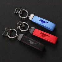 4s high quality suede leather car keychain horseshoe buckle for ford mustang gt 2020 2019 2018 2017 2016 2005 2009 shelby car