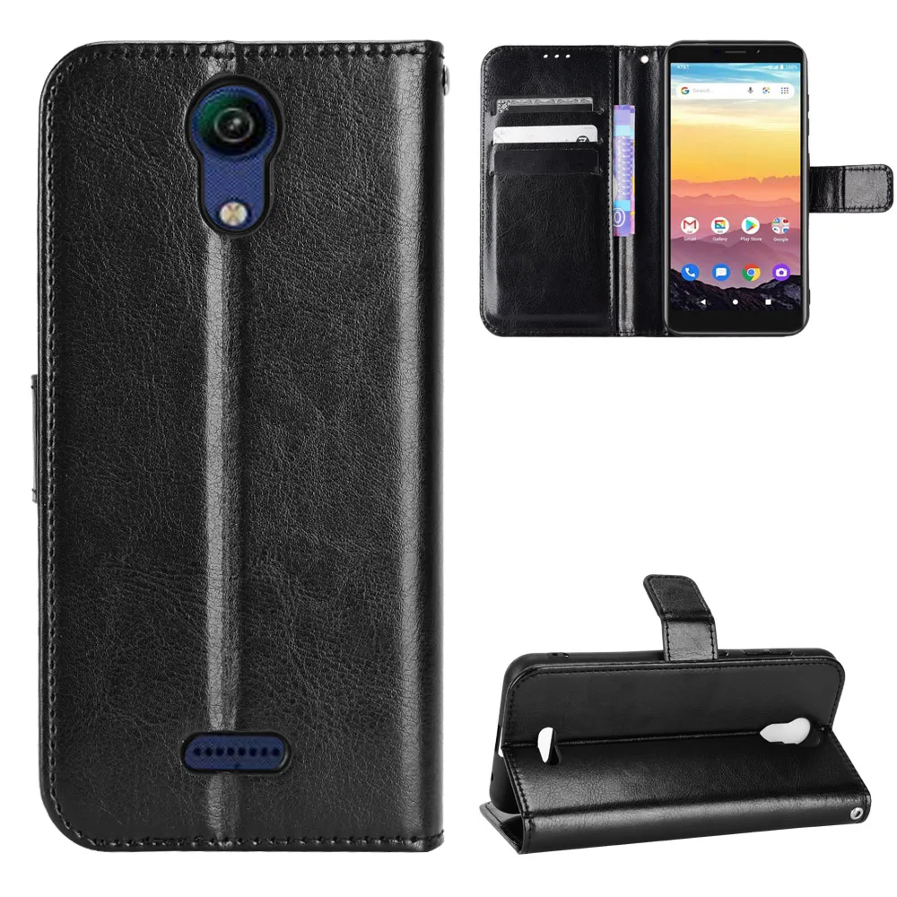 Flip Wallet PU Leather Case for Cricket Vision 3 AT&T Calyps