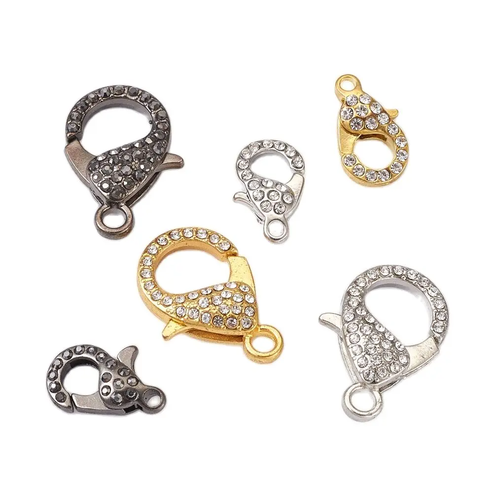 

6pcs/Box Alloy Rhinestone Lobster Claw Clasps Components for DIY Jewelry Bracelet Necklace Making Mixed Color Hole: 2.5~3mm