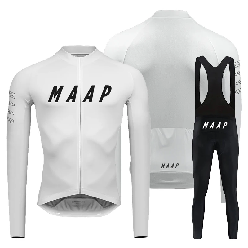 

2024 Maap Spring/Autumn Cycling Jersey 19D Bib Set MTB Uniform Bike Clothing Quick Dry Bicycle Clothes Men Long Cycling Wear