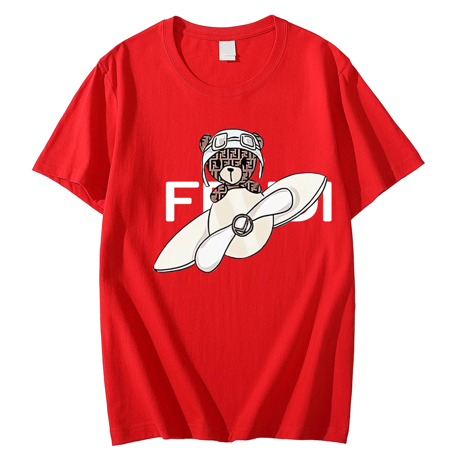 

For Men's New High Quality Hip Hop T-shirt Vintage Street Fashion Luxury Bear Print Oversized Short Sleeve Top Free Shipping