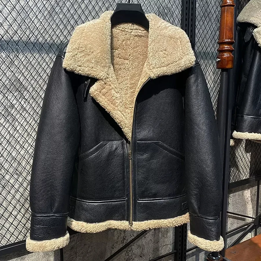 

Natural Locomotive High Jacket Slim quality Leather Coat Women's Sheepskin Aviator Winter Women