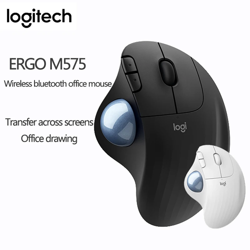 Logitech ERGO M575 Wireless Trackball Ergonomic Mouse 5 Buttons Wireless 2.4 GHz Mice for Office Drawing Computer Accessories