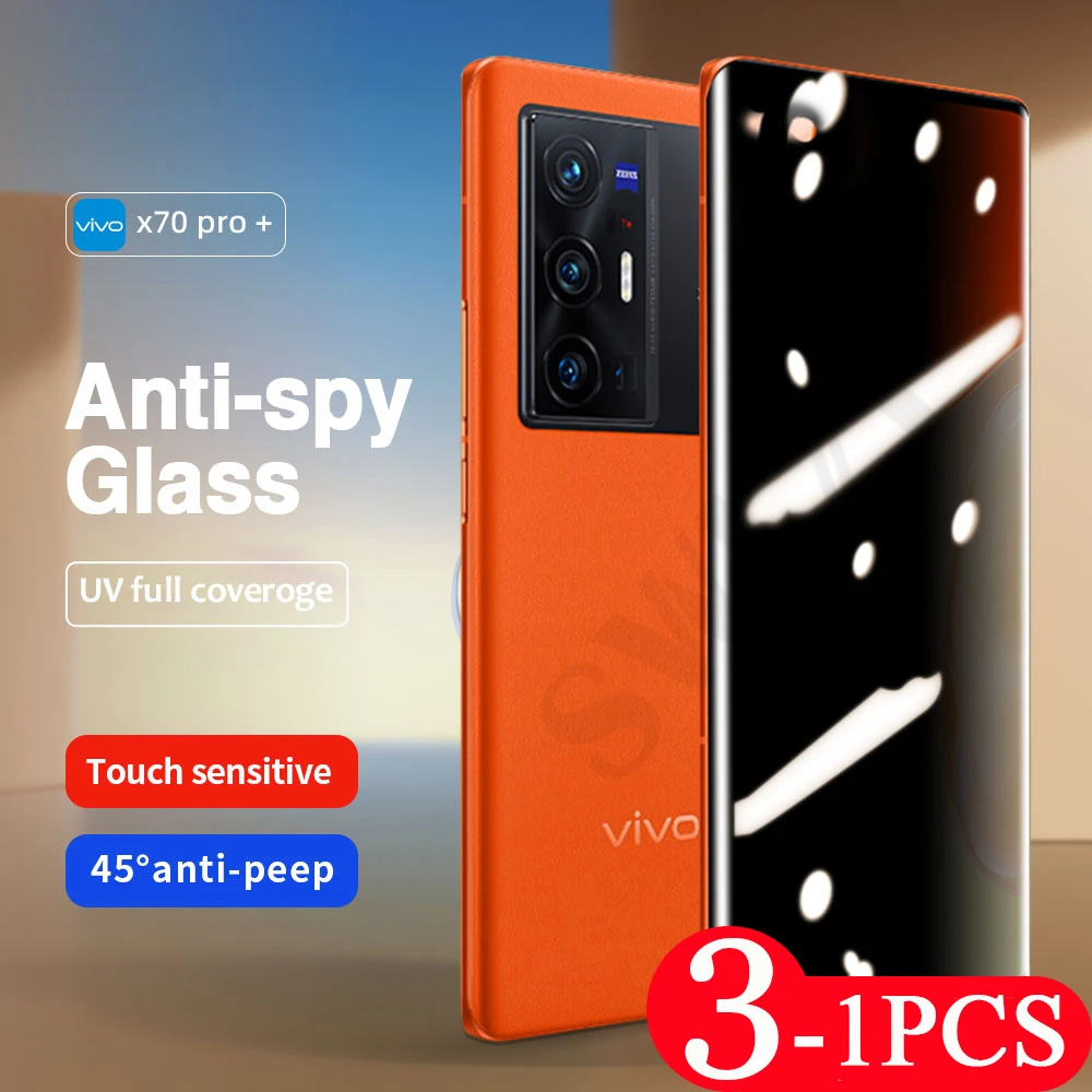 

3/2/1Pcs UV anti-spy Glass smartphone For vivo x70 x60 x60T pro plus UV Tempered glass screen protector X60S 9D protective film