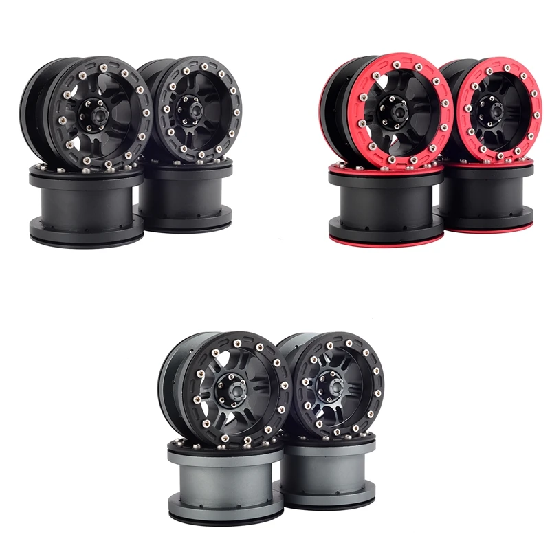 

4PCS Metal 2.2 Inch Beadlock Wheel Rims For 1/10 RC Rock Crawler Axial SCX10 RR10 Wraith TRAXXAS TRX4 TRX6