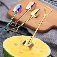 8pcs coffee tea spoon stainless steel creative retro shovel scoop for dinner ice cream dessert watermelon kitchen tableware bar