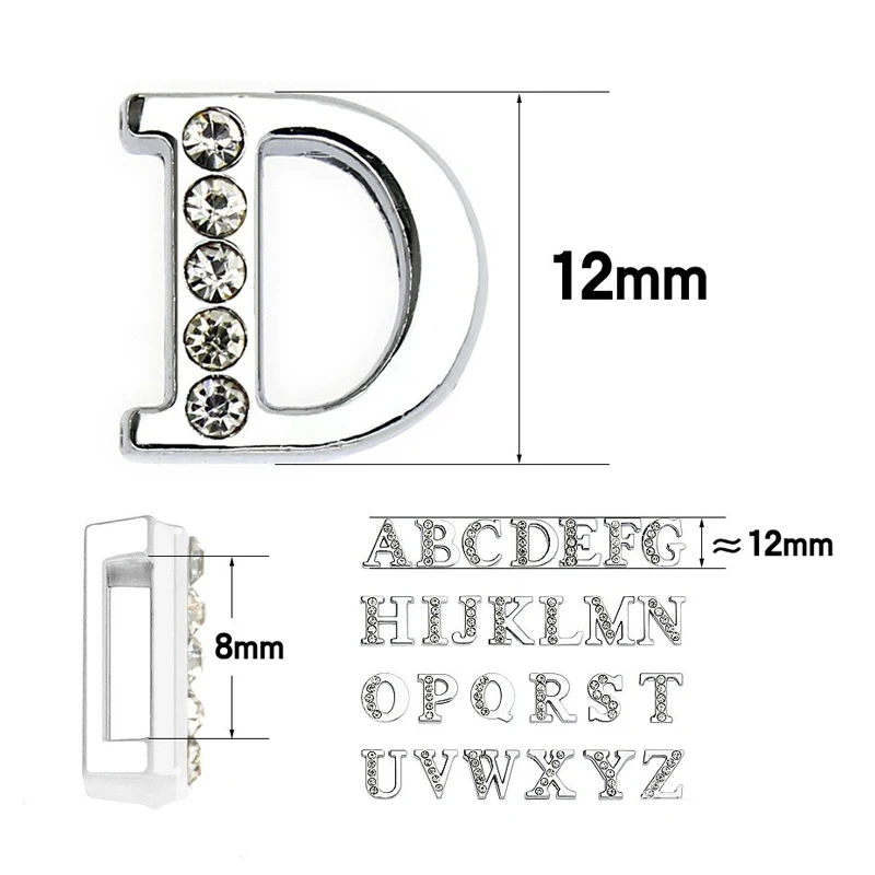 Серебряные подвески-буквы выложенные кристаллами буквы алфавита ползунок