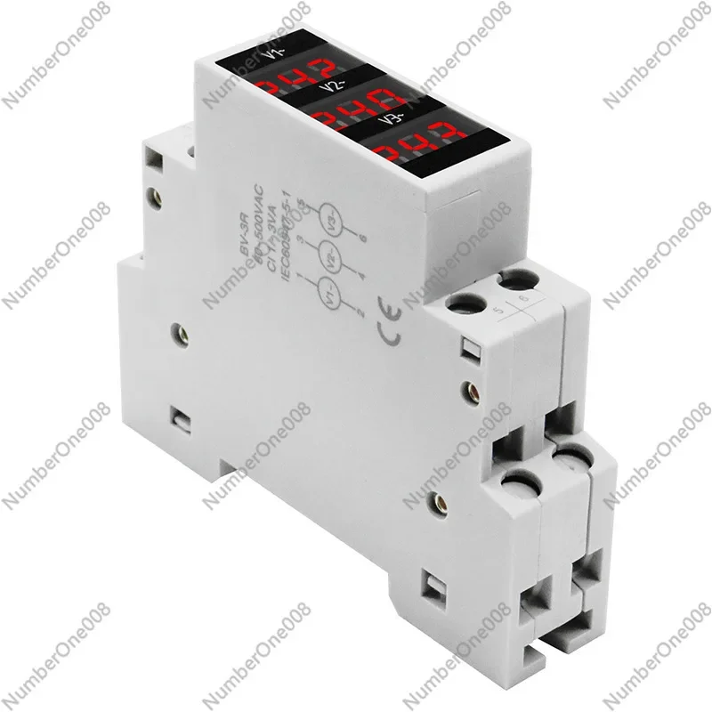 Taiye BV-3R Рельсовый трехфазный вольтметр переменного тока Мини-модульный индикатор
