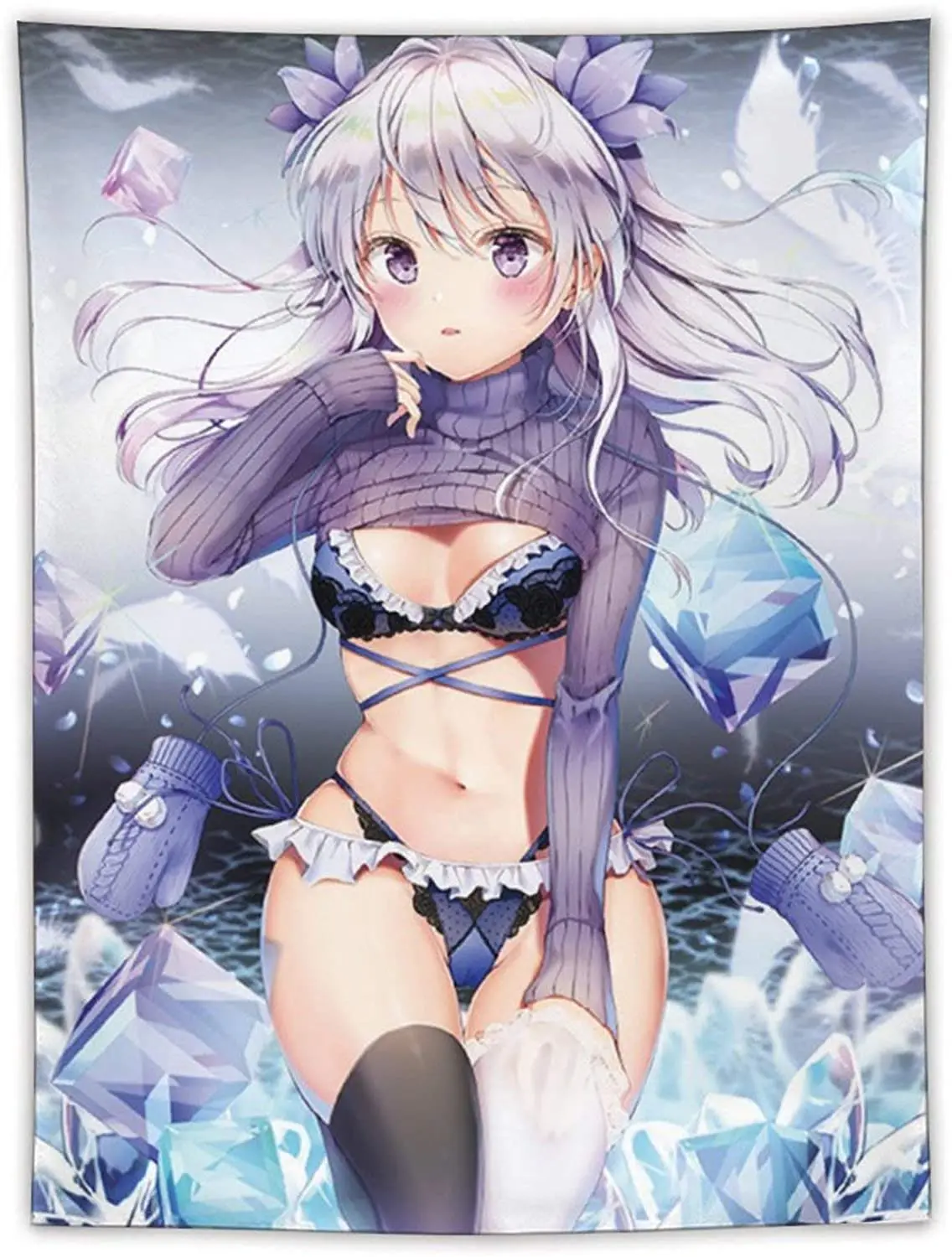 

3D Printed Anime Tapestry Anime Sexy Game Girl Gift for Manga Fans and Otaku Wall Hanging Cartoon Characters Tapestry Bedroom