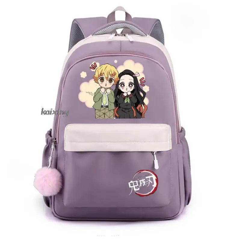 Рюкзаки Kamado Nezuko повседневные школьные ранцы из ткани Оксфорд для подростков и