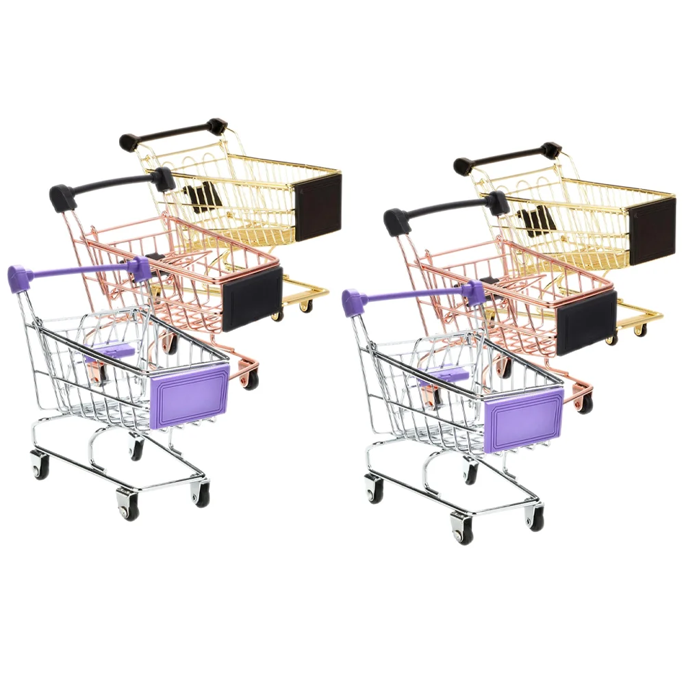 

6 Pcs Mini Shopping Cart Wagon Groceries Toddler Kids Grocery Toys Toddlers 1-3 Model Airplane Push Metal Carts Baby Year Old