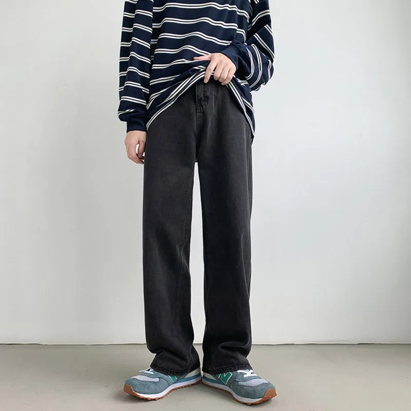 Blue/Black Baggy Jeans Men Fashion Casual Oversized Wide Leg Jeans Mens Streetwear Hip Hop Loose Straight Denim Trousers Men