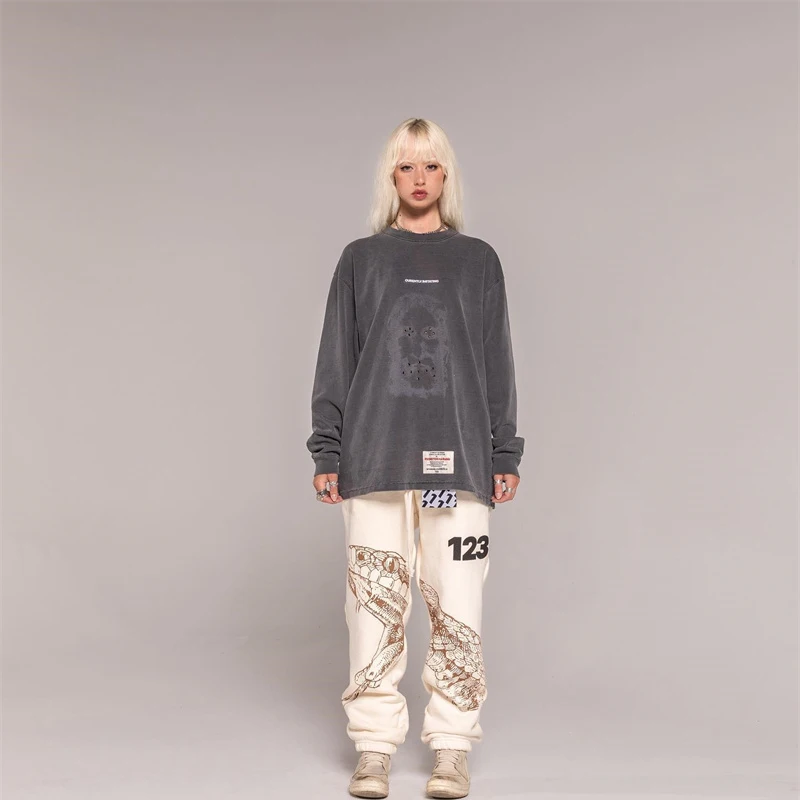 

2022, Ретро футболка RRR123 с принтом маски субкультуры, футболка с длинным рукавом