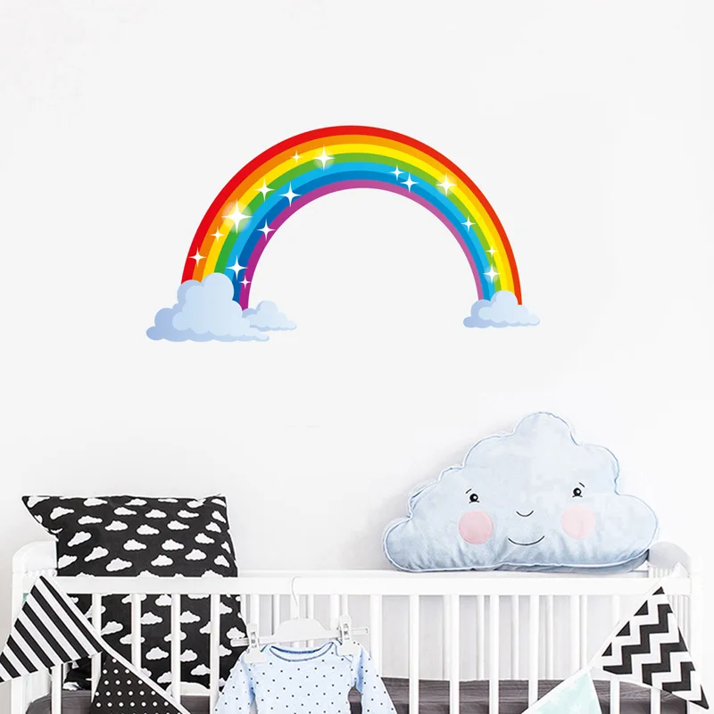 

Cartoon Rainbow Cloud Wallpaper Kindergarten Sticker Wall Sticker Creative Kids Bedroom Mural Art Decal Home Decor