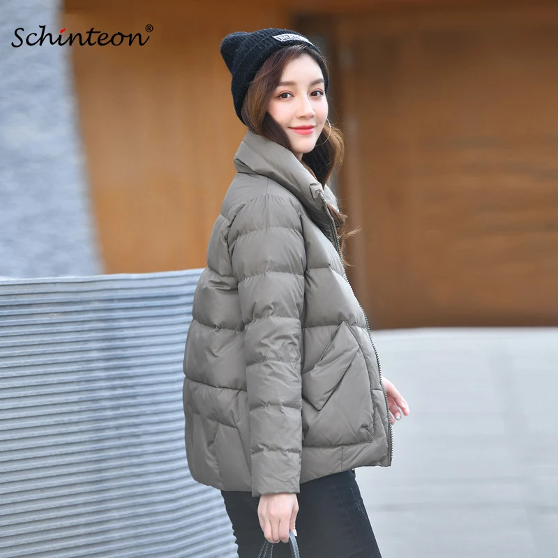 

Schinteon Women UltraLight White Duck Down Jacket Stand Collar Casual Autumn Winter Outwear Korean Style Coat 2022 New