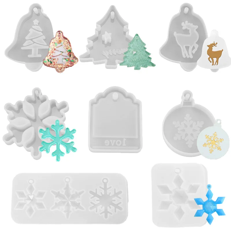 Christmas Snowflake Ornament Silicone Mold DIY Epoxy Resin Mold Mold Christmas Tree Pendant Decoration Christmas Bells Mould