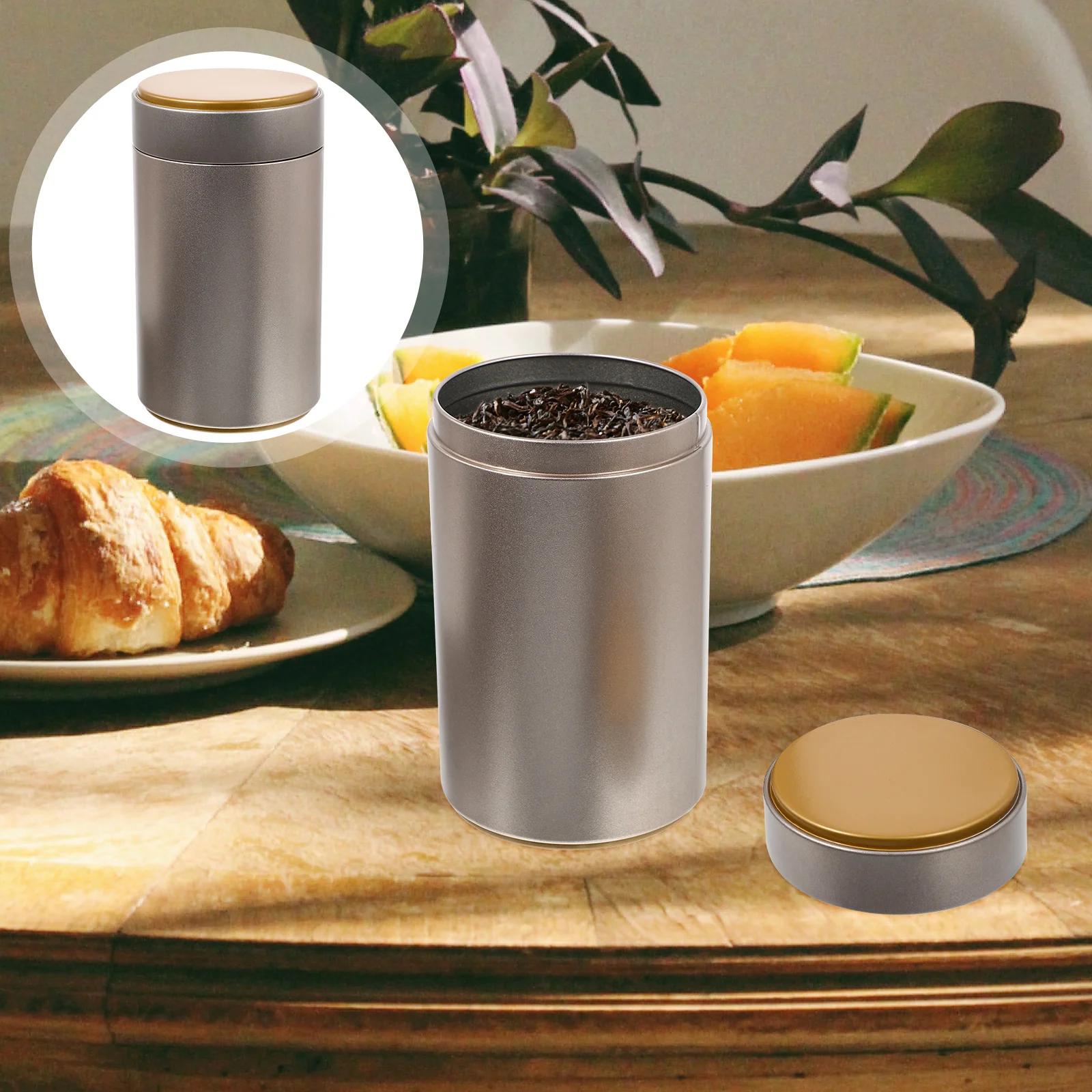 

4 Pcs Metal Gift Jar Coffee Tin Canister Portable Tea Canisters Cans Lids Leaf Storage Container Jars Bulk Household Tinplate