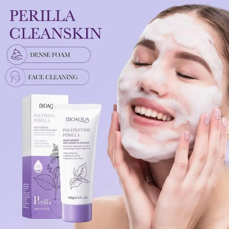 

100g Natural Peptide Perilla Face Wash Cleanser Moisturizing Gentle Face Cleanser For Most Skin Types Dirt & Excess Oil Removal