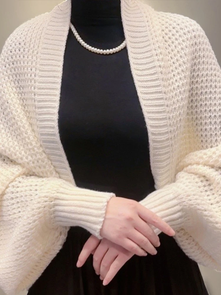 Женские укороченные свитера с длинным рукавом кардиган открытой передней частью