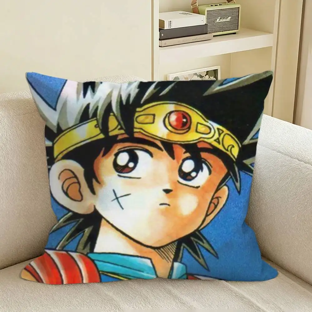 Фото Классическая квадратная наволочка для диванной подушки в стиле манга Dragon Quest, однотонная, для гостиной, домашнего декора, чехол для подушки №3