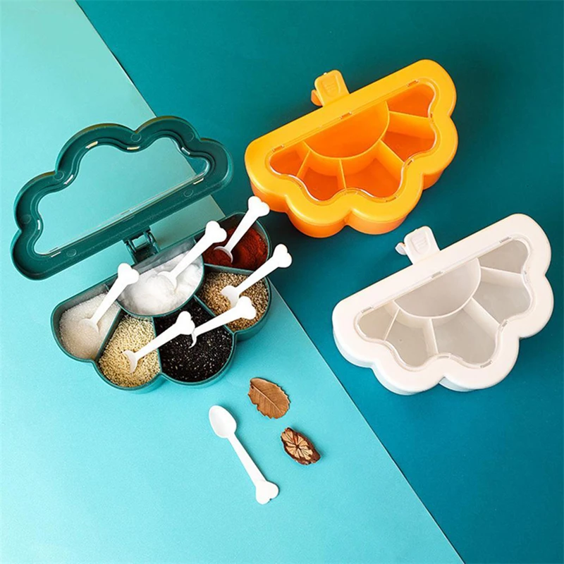 

Контейнер для приправ в виде облака, Lidded, пыленепроницаемый Полипропиленовый Контейнер для разделения кухонной утвари, кухонная утварь для...