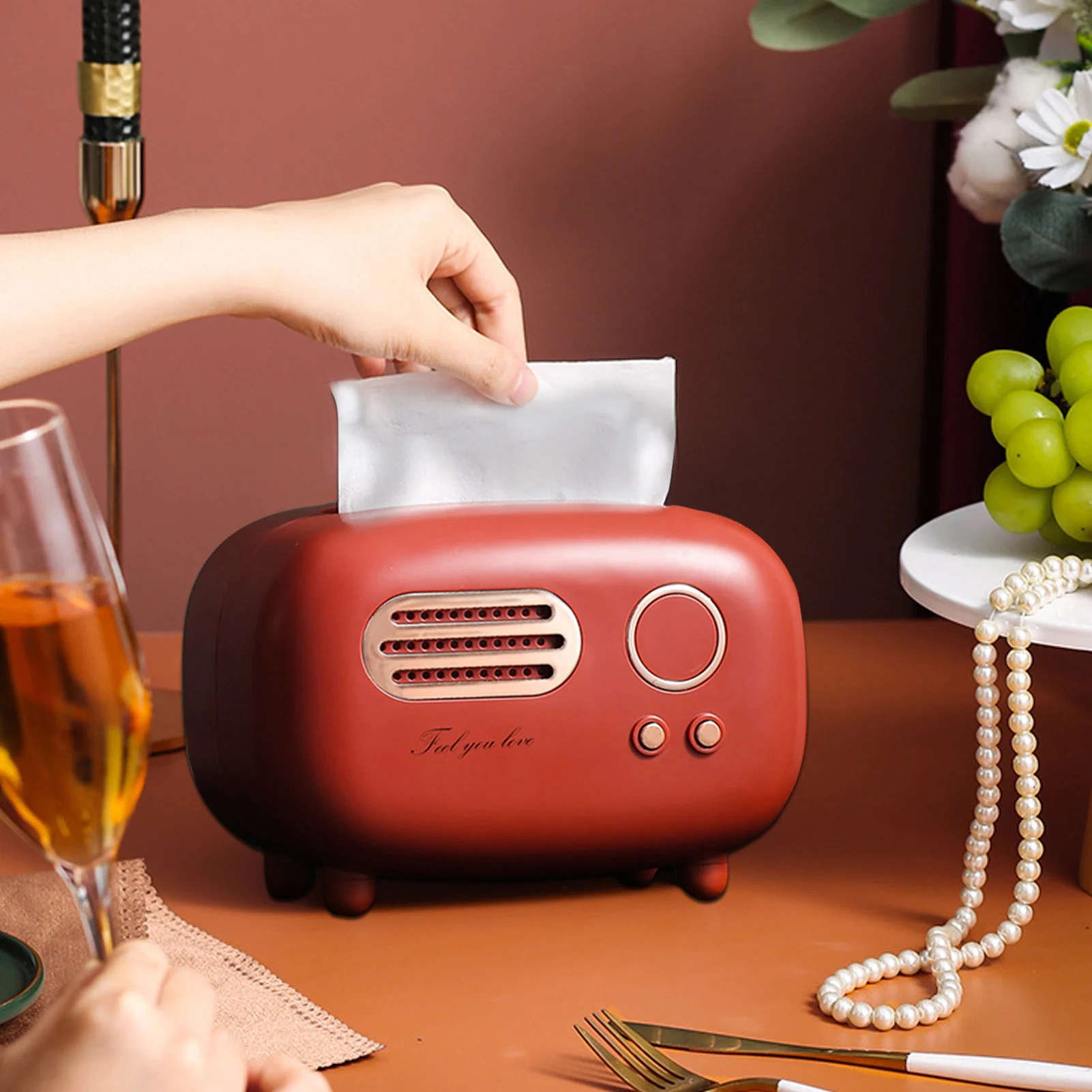 

Vintage Classic Radio Facial Tissue Box Napkin Holder Free Charcoal Bag Tissue Box Tissue Box Holder Tissue Paper Desk Organizer