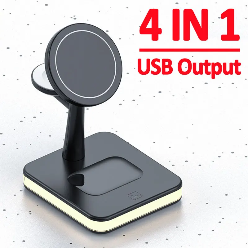 

15W 3 in 1 Magnetic Wireless Charger for Macsafe iPhone 12 13 14 Pro Max Mini Apple Watch Airpods Fast Charging Dock Station