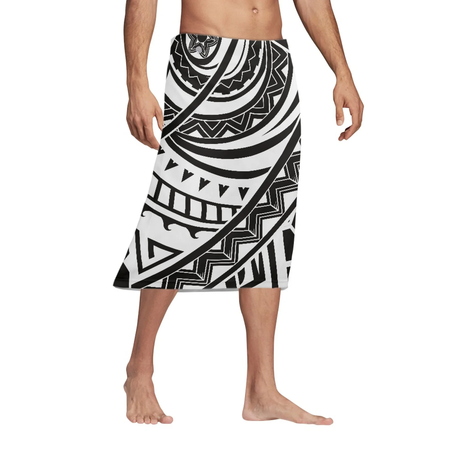 

Polynesian Tribal Samoan Totem Tattoo Samoa Prints Men Loose Pool Knee Length Skirt Summer Art Vintage Tattoo Prints Beach Skirt