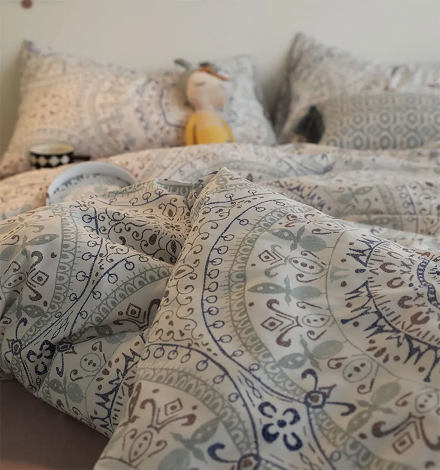 

vintage geometric boho bedding set,bohemian cotton twin full queen king home textile flat sheet pillow case duvet cover