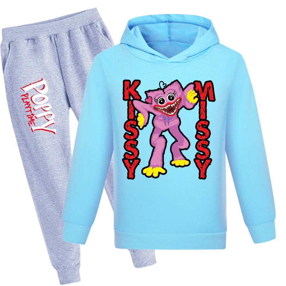 

Модная толстовка с капюшоном и принтом ужасов и Маков для детей, Свитшот хугги, спортивные штаны, комплекты из 2 предметов, одежда для малень...