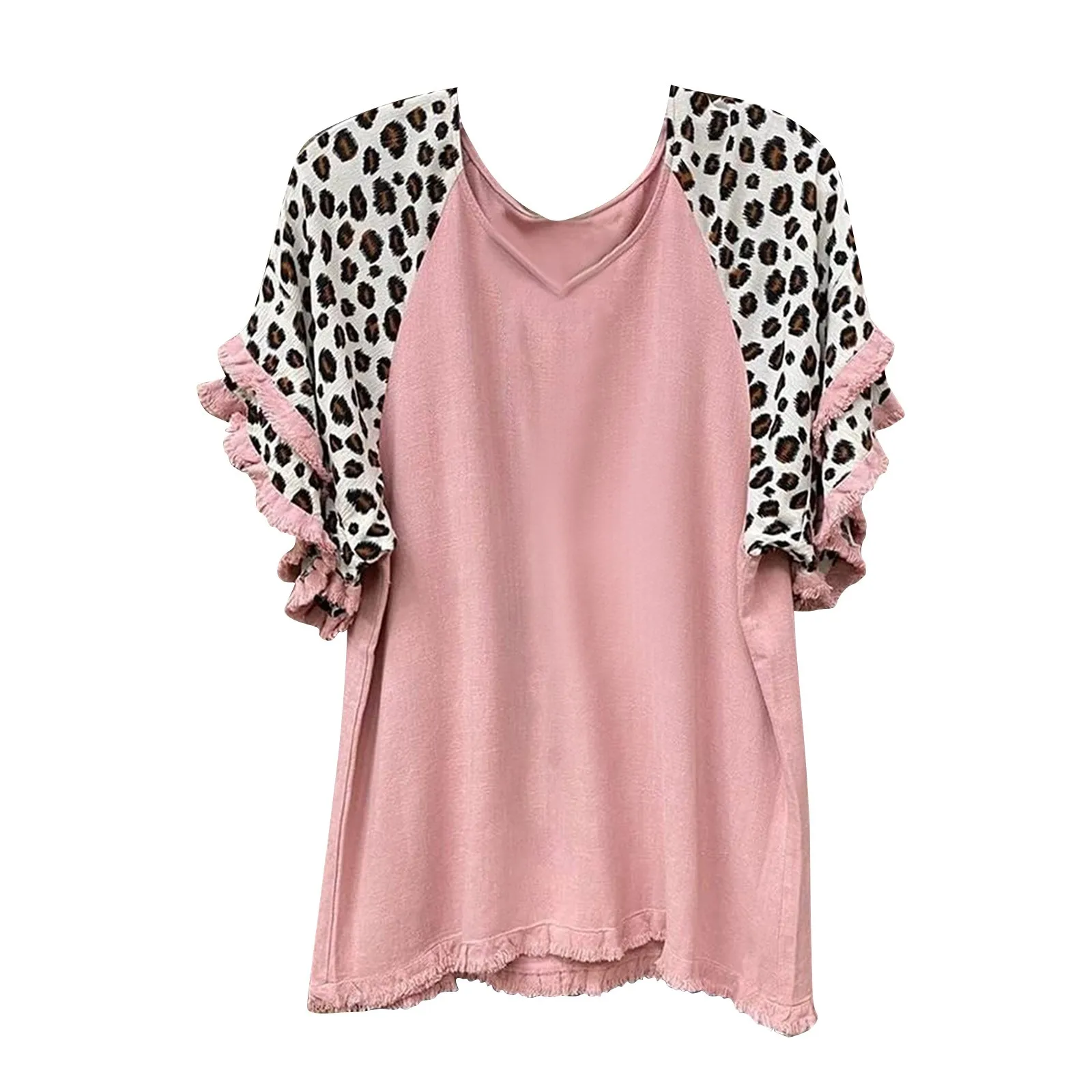 

Womens Boho Floral Printed Top T-Shirt Summer V Neck Cute Ruffle Casual Loose Blouse Top Women Fashion Woman Blouse 2023 T Shirt