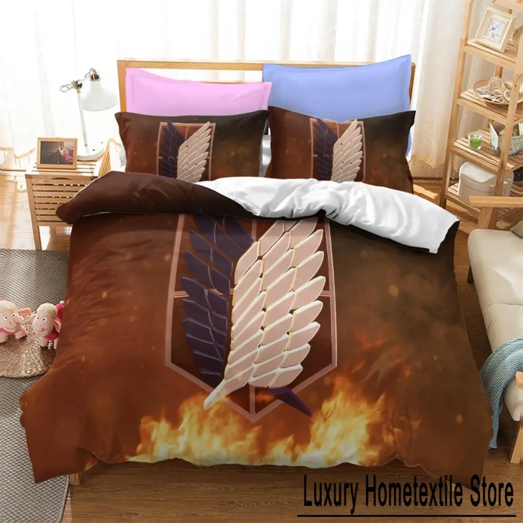 Аниме Атака Титанов с 3D принтом одеяло комплект постельного белья пододеяльники