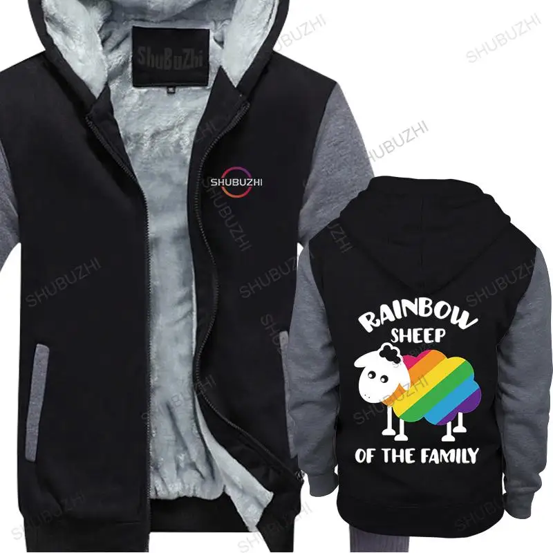 

homme cotton hoodies zipper brand winter clothing Rainbow Sheep Of The Family men's warm hoody vintage fleece jacket for man