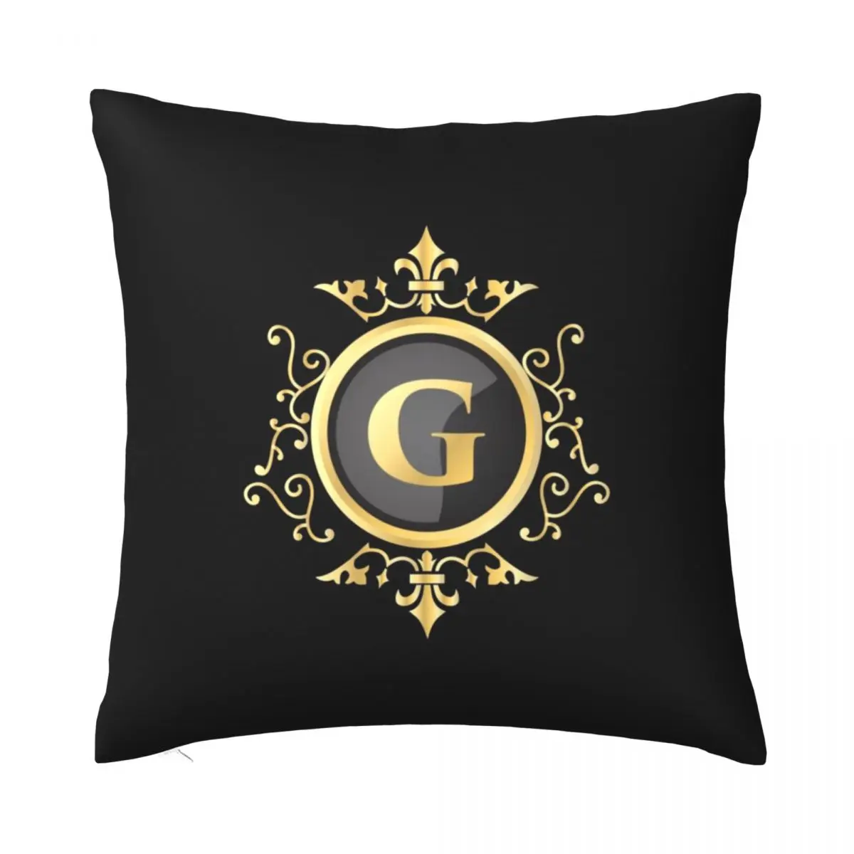 

Чехол-наволочка с надписью G, золотистая королевская Подушка, мягкий декоративный чехол-наволочка с черной золотистой подушкой, квадратный ...