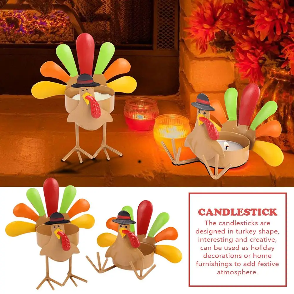 

Thanksgiving Colorful Turkey Tea Light Candle Holder For Fall Thanksgiving Table Home Fireplaces Window Home Decorations Y8B3