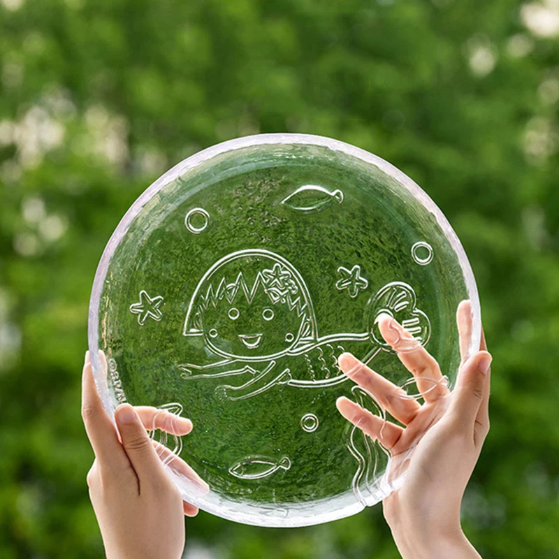 

Fruit Plate 접시 Transparent Glass Cartoon Dinning Plate Home Kitchen Tableware Platos طاولات الطعام presentoir a gateau