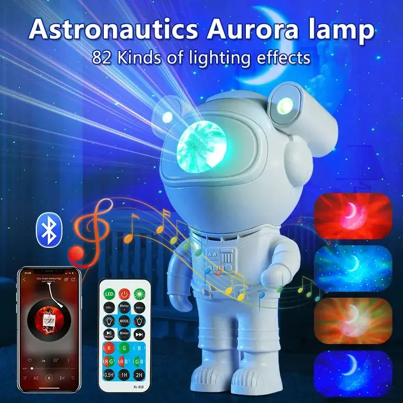 

New Upgraded Galaxy Night Light Astronaut Starry Nebula Moon Ceiling Sky Projector Light with Timer and Remote Bluetooth Speaker