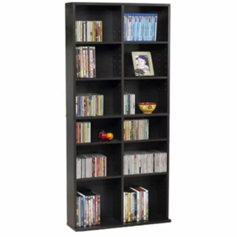 

25"x54" Oskar Adjustable Wood Media Storage Shelf Bookcase (228 DVDs, 464 CDs), Espresso