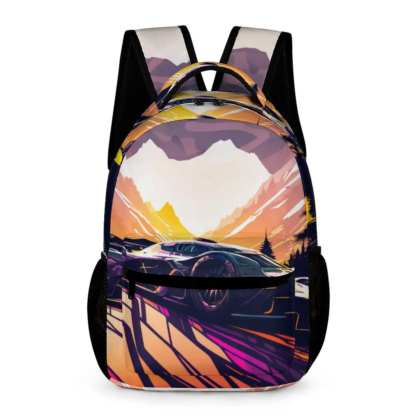 

Dazzling Sports Car Backpack Men Sun Mountain Big Backpacks Polyester Fun School Bags Travel Custom Rucksack