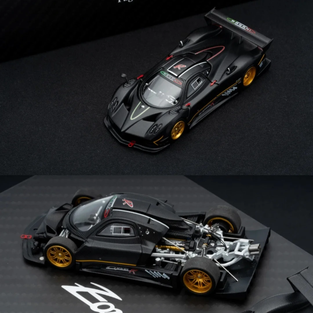Фото Новая коллекционная модель автомобиля Pagani Zonda R из матового карбона, масштаб 1:64, серия HEC 2026, литая под давлением, игрушка-подарок №2
