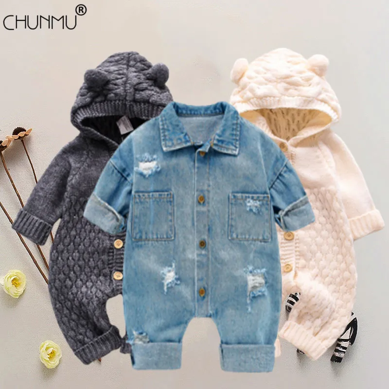 Autumn Baby Clothes Set Girl Denim Romper Boys Jumpsuit Newborn Clothing Girls Outfit Infant Cartoon Giraffe Overall